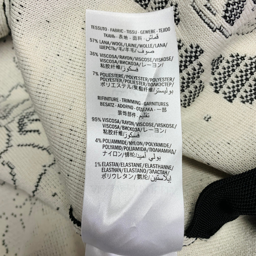 ALEXANDER MCQUEEN Size L Black White Floral Wool Blend Bomber Jacket