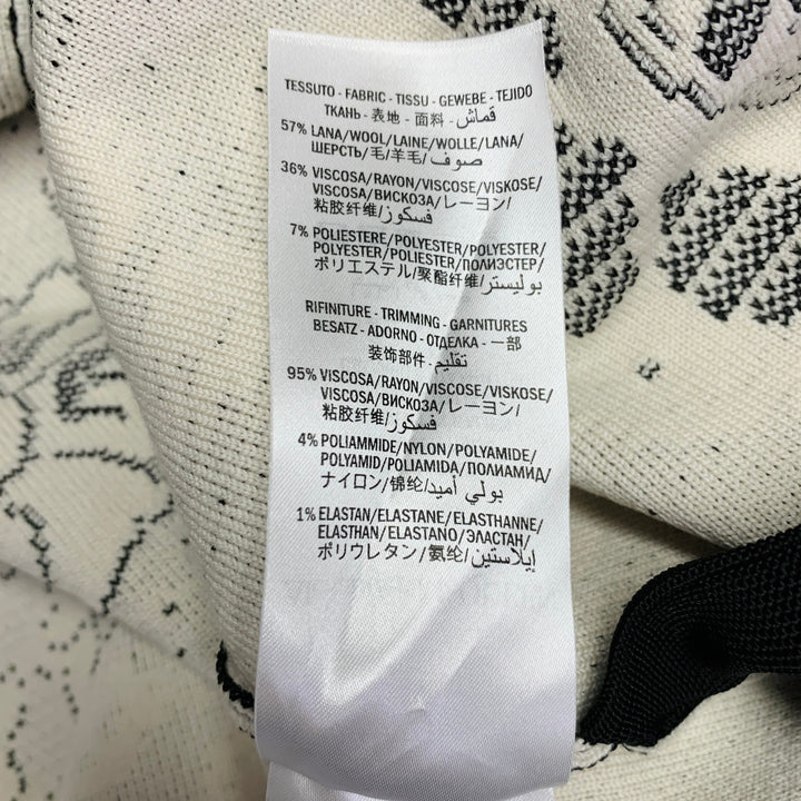 ALEXANDER MCQUEEN Size L Black White Floral Wool Blend Bomber Jacket