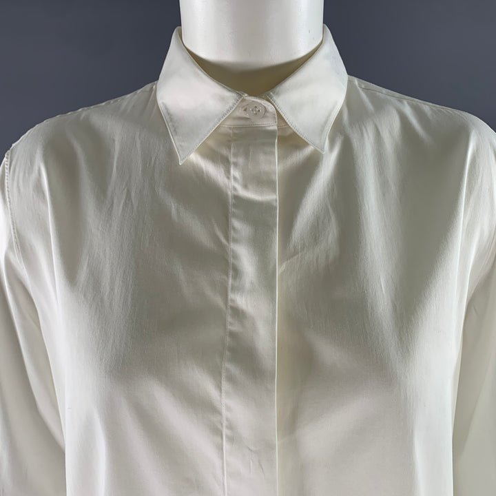 THE ROW Size 10 White Cotton Elastane Shirt