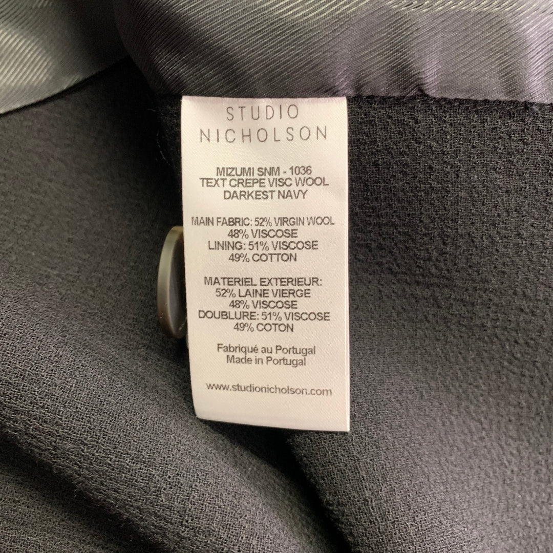 STUDIO NICHOLSON Size XS Mizumi Black Crepe Virgin Wool Blend Oversized Jacket