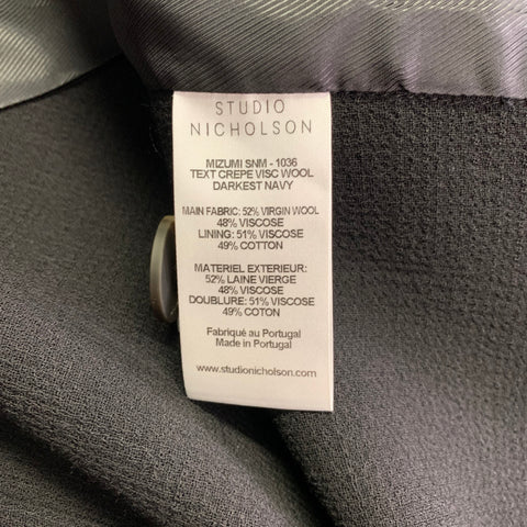 STUDIO NICHOLSON Size XS Mizumi Black Crepe Virgin Wool Blend Oversized Jacket