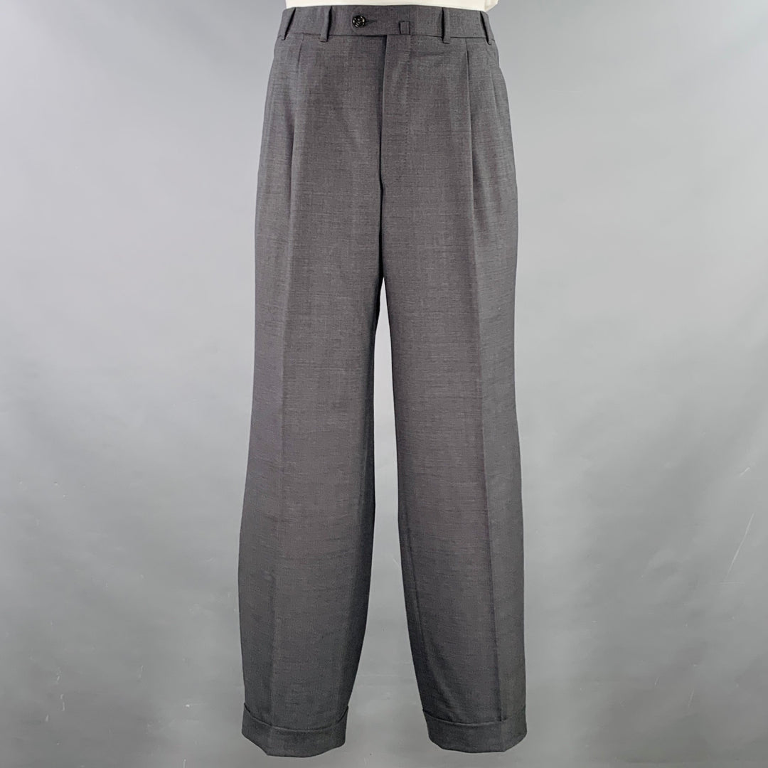 ERMENEGILDO ZEGNA Size 44 Grey Charcoal Wool Notch Lapel Suit