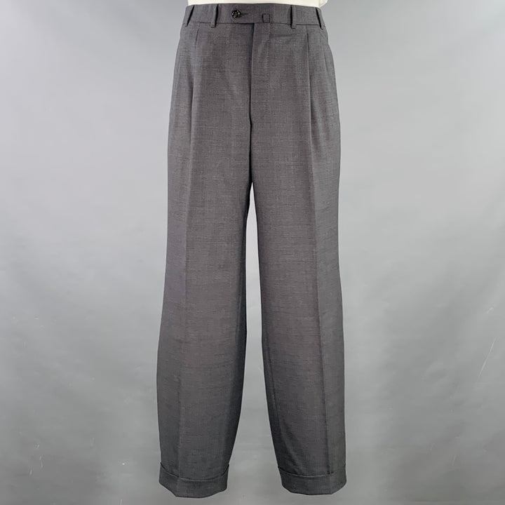 ERMENEGILDO ZEGNA Size 44 Grey Charcoal Wool Notch Lapel Suit