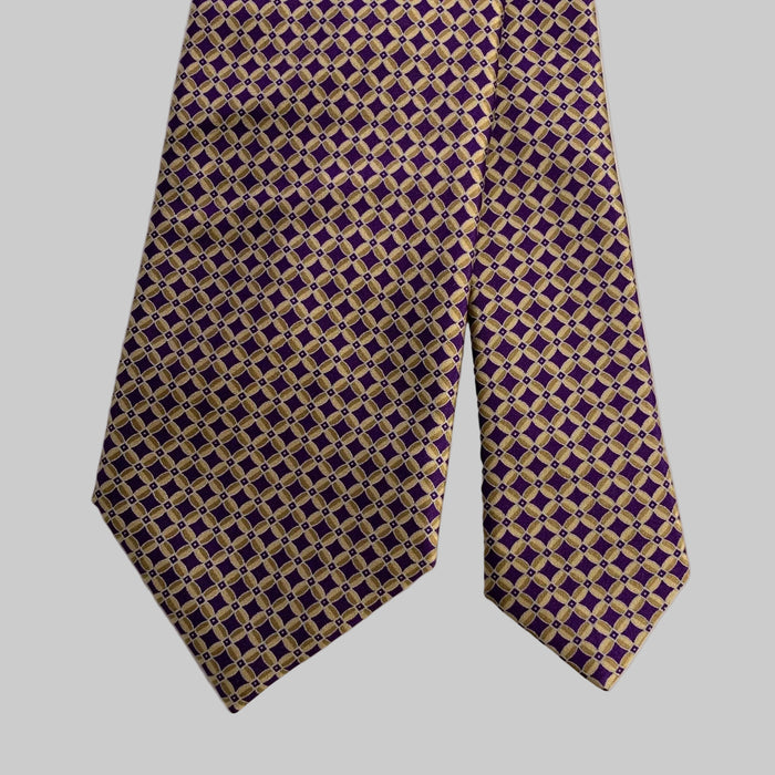 Cravate en soie géométrique violette et beige BRIONI