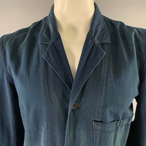 RRL by RALPH LAUREN Size L Navy Denim Cotton Coat