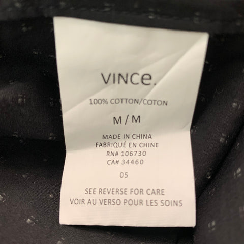 VINCE Camisa de manga larga con un bolsillo de algodón Nailhead blanco marino talla M