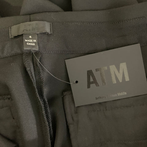 ATM Size 4 Black Polyester Blend Flat Front Dress Pants