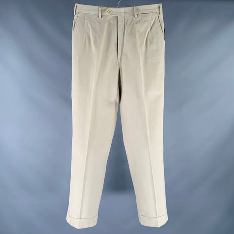 BRIONI Size 30 Beige Cotton Flat Front Casual Pants