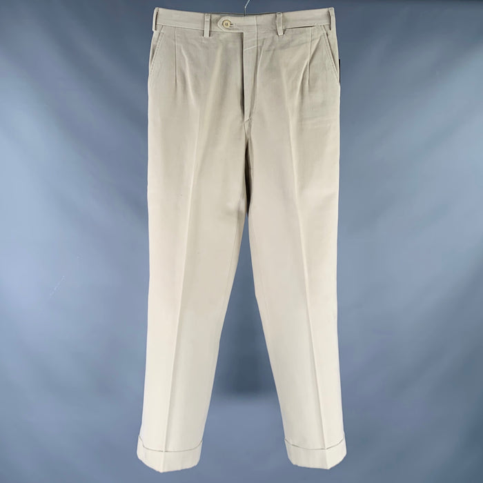 BRIONI Size 30 Beige Cotton Flat Front Casual Pants