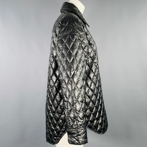 THEORY Size S Black Polyamide Quilted Snaps Shirt Jacket