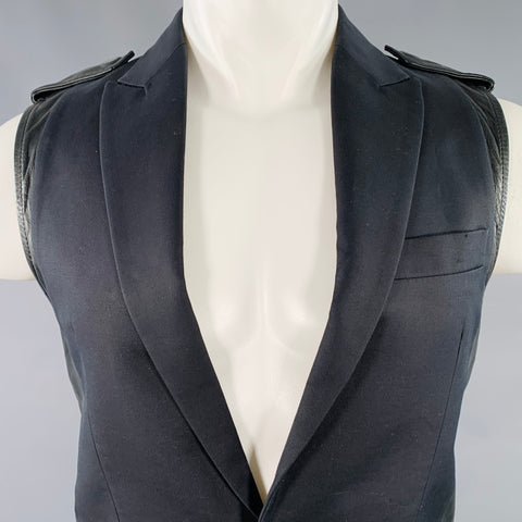 DSQUARED2 Size 40 Black Mixed Fabrics Cotton Silk Vest