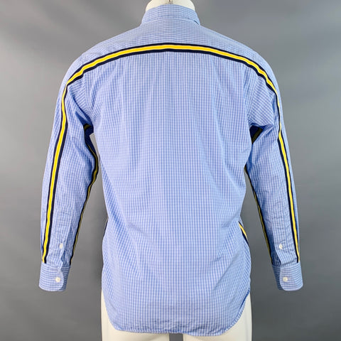 Chemise à manches longues en coton à carreaux bleus et blancs COMME des GARCONS HOMME Taille XS
