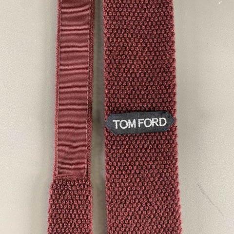 TOM FORD Burgundy Knitted Silk  Cashmere Tie