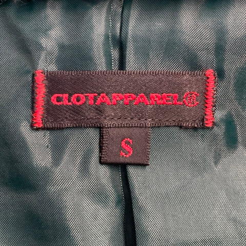 CLOT APPAREL Size S Green Faux Fur Notch Lapel Open Front Coat
