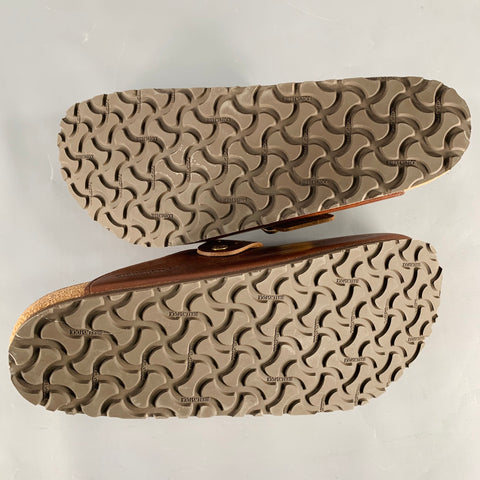 BIRKENSTOCK Size 11 Brown Gold Leather Slip On Sandals