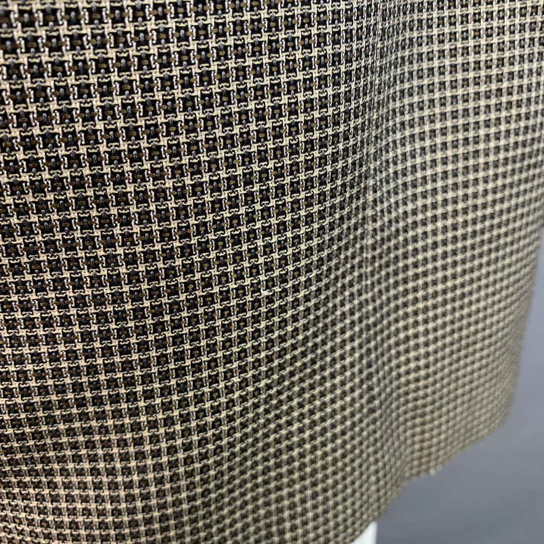 CORNELIANI Size 46 Regular Black White Grid Silk Virgin Wool Notch Lapel Sport Coat