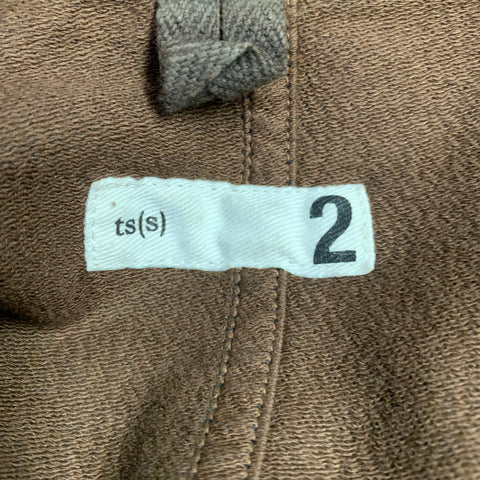 TS (S) Size M Brown Stripe Cotton Blend Oversized French Chore Jacket