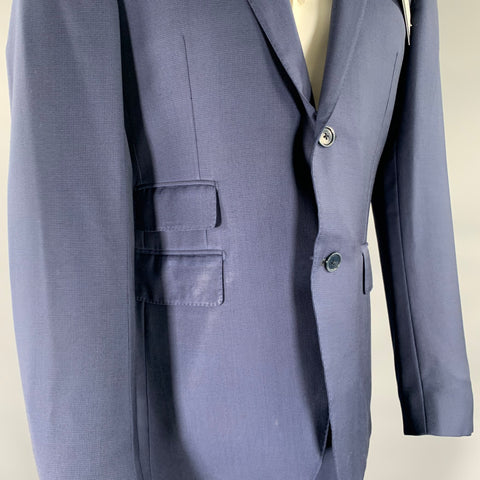 ERMENEGILDO ZEGNA Size 40 Navy Wool Notch Lapel Suit