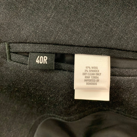 BONOBOS Chest Size 40 Black Wool Blend Notch Lapel Sport Coat
