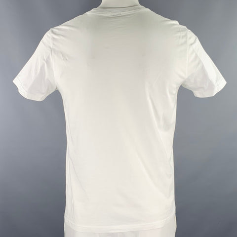 PAUL SMITH Size L White Multi Color Zebra Cotton Short Sleeve T-shirt