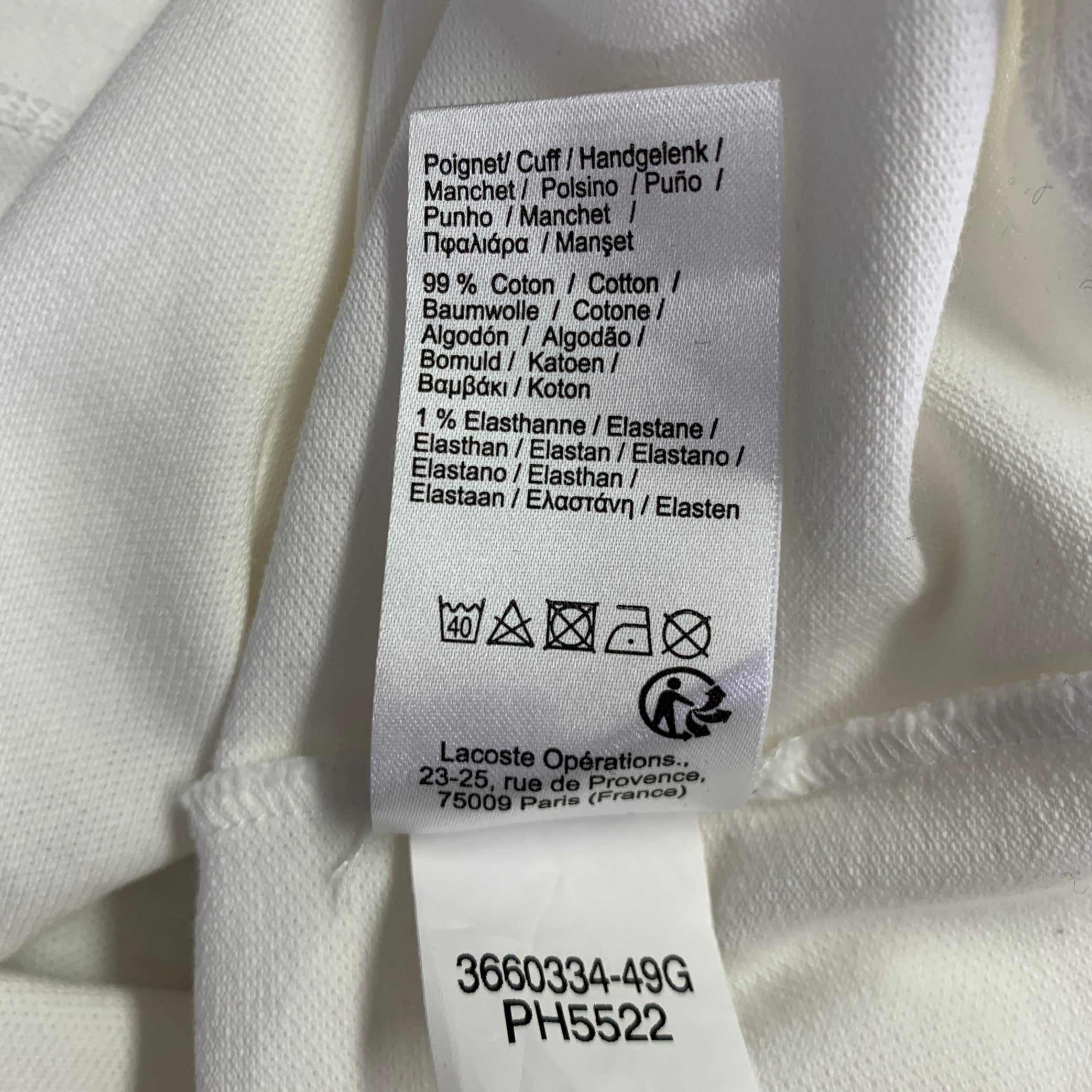 LACOSTE Size M White Cotton Blend Regular Fit Hidden Buttons Polo