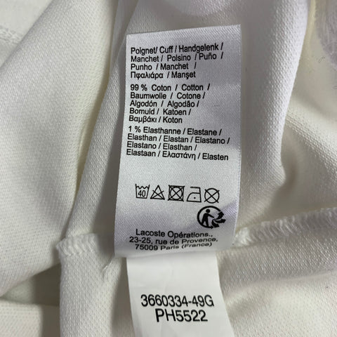 LACOSTE Size M White Cotton Blend Regular Fit Hidden Buttons Polo
