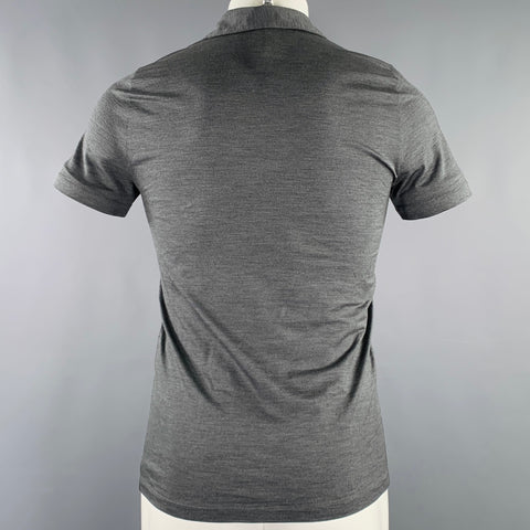 PRADA Size S Grey Shimmery Short Sleeve Polo