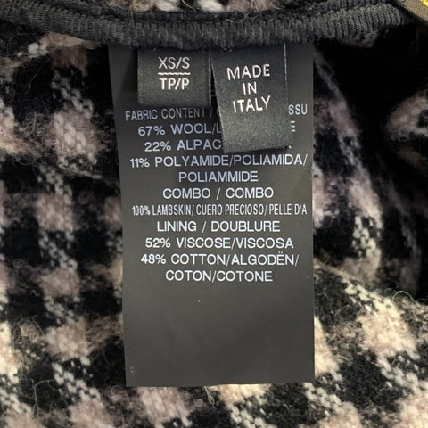 DEREK LAM Size XS/S Black Beige Wool Alpaca Houndstooth Poncho Pullover