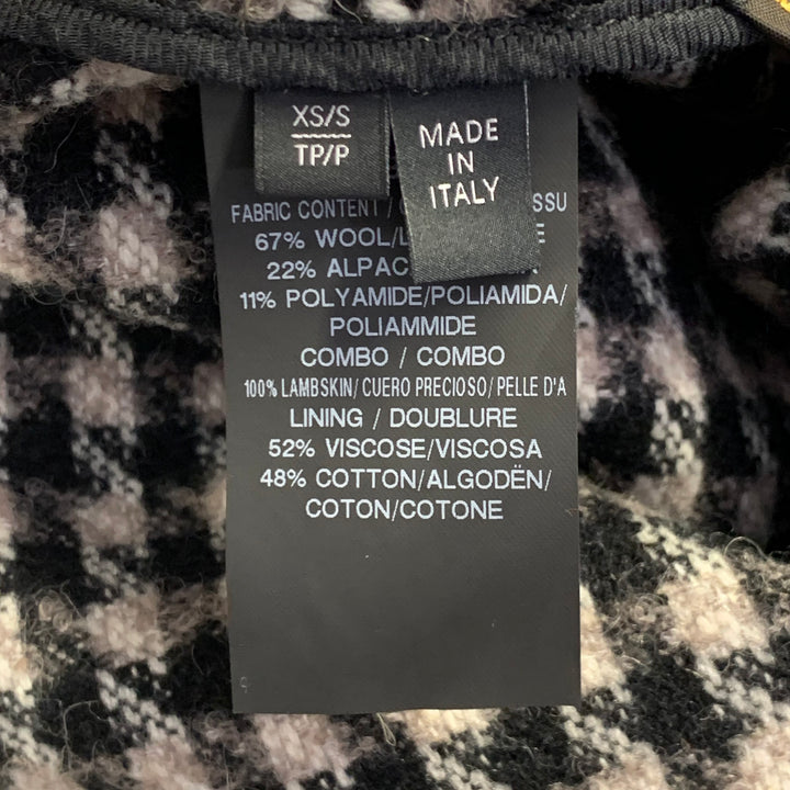 DEREK LAM Size XS/S Black Beige Wool Alpaca Houndstooth Poncho Pullover