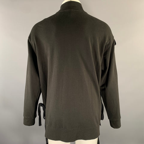 REQUAL Size M Black Loop Tie Cotton Zip Up Jacket