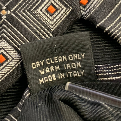 ERMENEGILDO ZEGNA One Size Black Grey Silk Tie