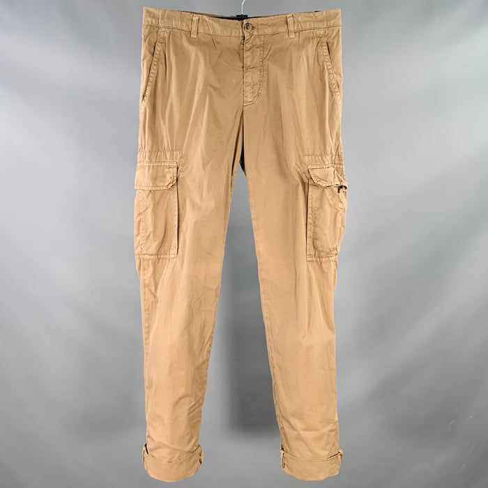 BRUNELLO CUCINELLI Size M Tan Twill Cotton Cargo Casual Pants