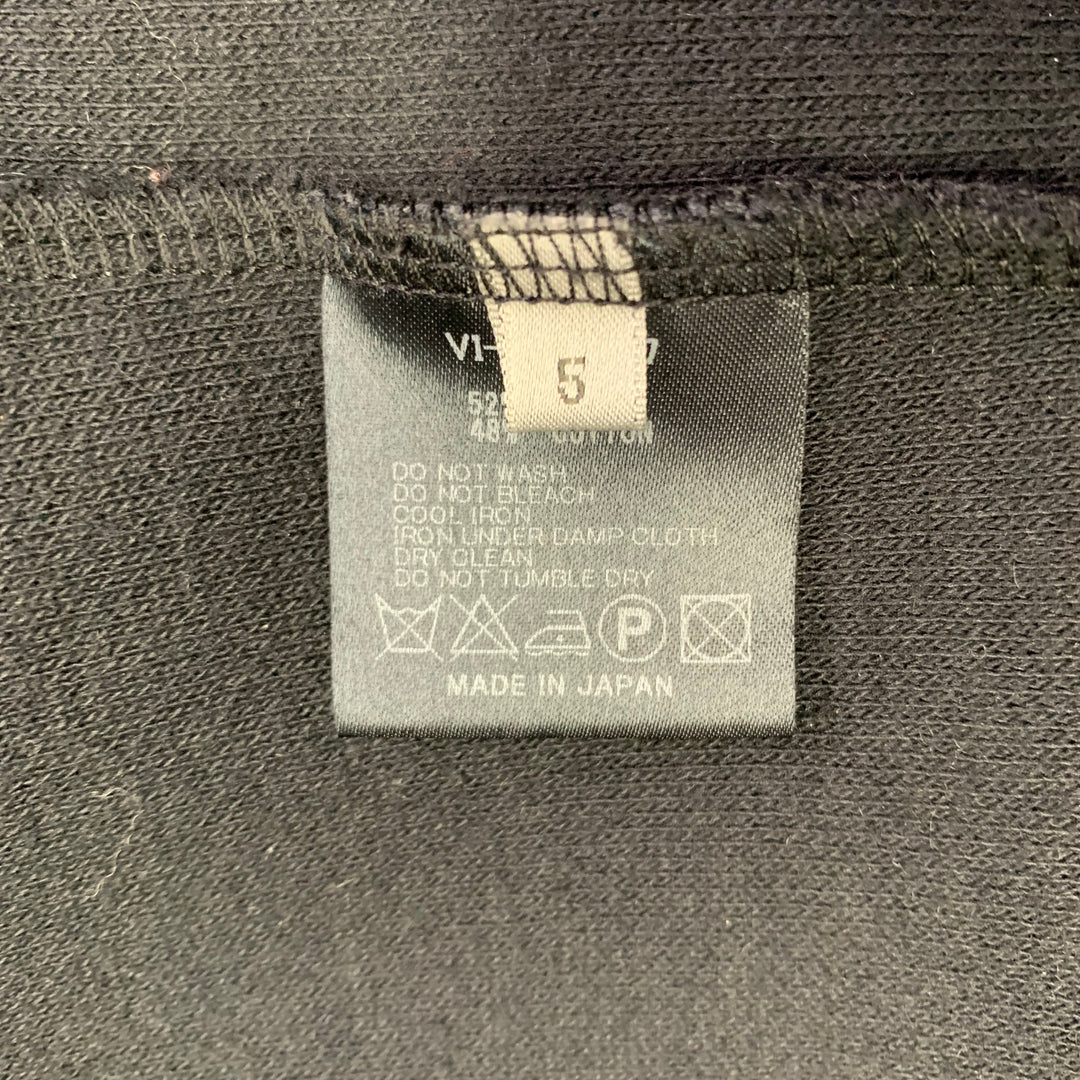 THE VIRIDI-ANNE Size XL Black Wool Cotton Collarless Cardigan