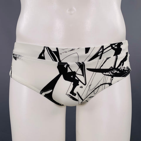 CHARLIE Size S White Black Abstract Nylon Blend Speedo
