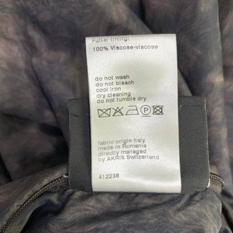 AKRIS Size 14 Black Brown Fur Effect Nylon Reversible Puffer Coat
