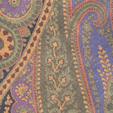 RALPH LAUREN Brown Forest Green Paisley Silk Twill Tie