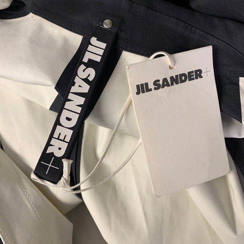 JIL SANDER Size XL Black Bonded Cotton Raincoat Coat