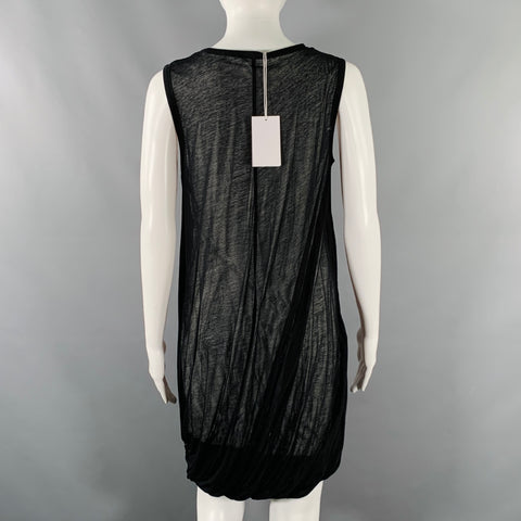HELMUT LANG Robe à Ourlet Bouffant Superposé en Coton Noir et Blanc Taille XS