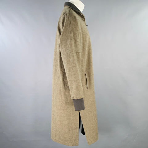 YANTOR Size M Tan Wool Silk Half Zip Anorak Coat