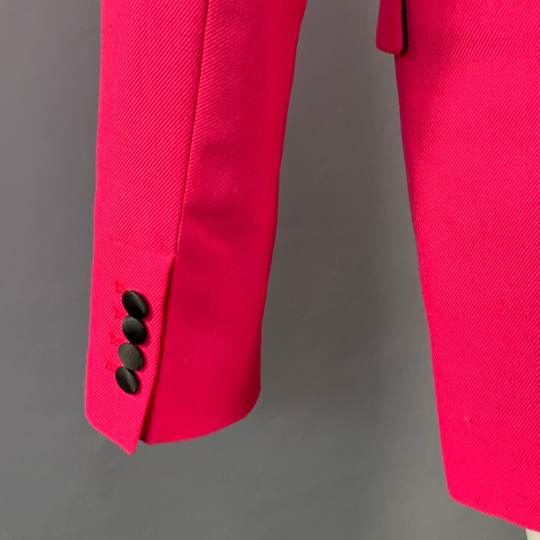 AMI by ALEXANDRE MATTIUSSI Size 36 Fuchsia Pink Black Wool Peak Lapel Sport Coat