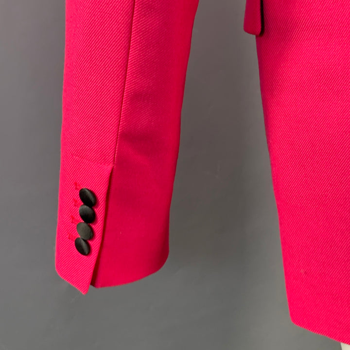 AMI by ALEXANDRE MATTIUSSI Size 36 Fuchsia Pink Black Wool Peak Lapel Sport Coat