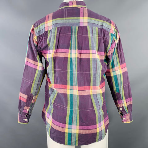 GITMAN BROS Size M Multi Color Madras Plaid Cotton One Pocket Long Sleeve Shirt