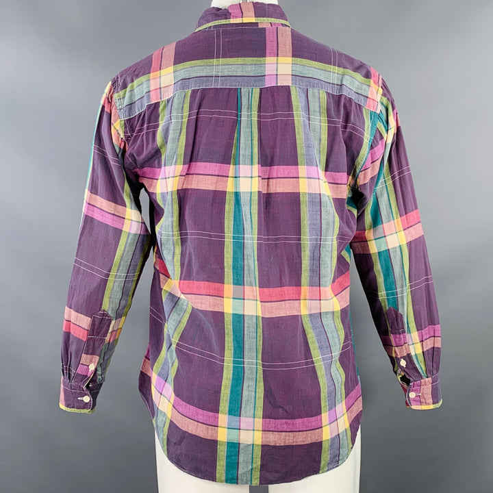 GITMAN BROS Size M Multi Color Madras Plaid Cotton One Pocket Long Sleeve Shirt