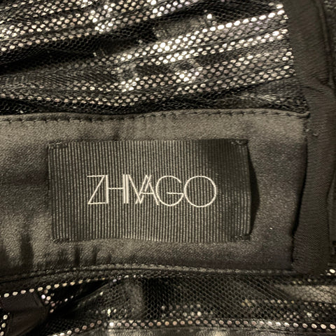 ZHIVAGO Size M Black Silver Polyester Stripe Cropped Dress Top