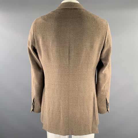 SID MASHBURN Size 44 Brown Textured Silk Linen Cotton Sport Coat