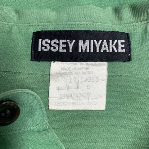 ISSEY MIYAKE Vintage Size L Green Blue Stripe Cotton One Pocket Long Sleeve Shirt