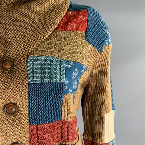 RRL by RALPH LAUREN Size 3 Brown Multi Color Cotton Linen Silk Cardigan Womens