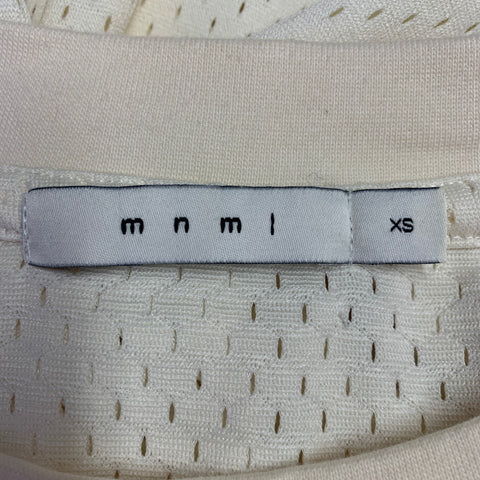 MNML Size XS Beige Perforated Polyester Crew Neck T-shirt