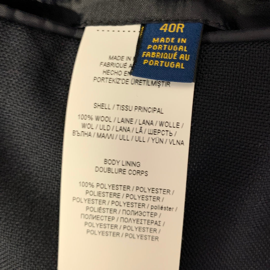POLO Size 40 Navy Solid Wool Notch Lapel Sport Coat