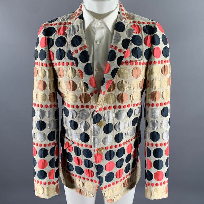WALTER VAN BEIRENDONCK Size 40 Cream Dots Polyester Blend Sport Coat